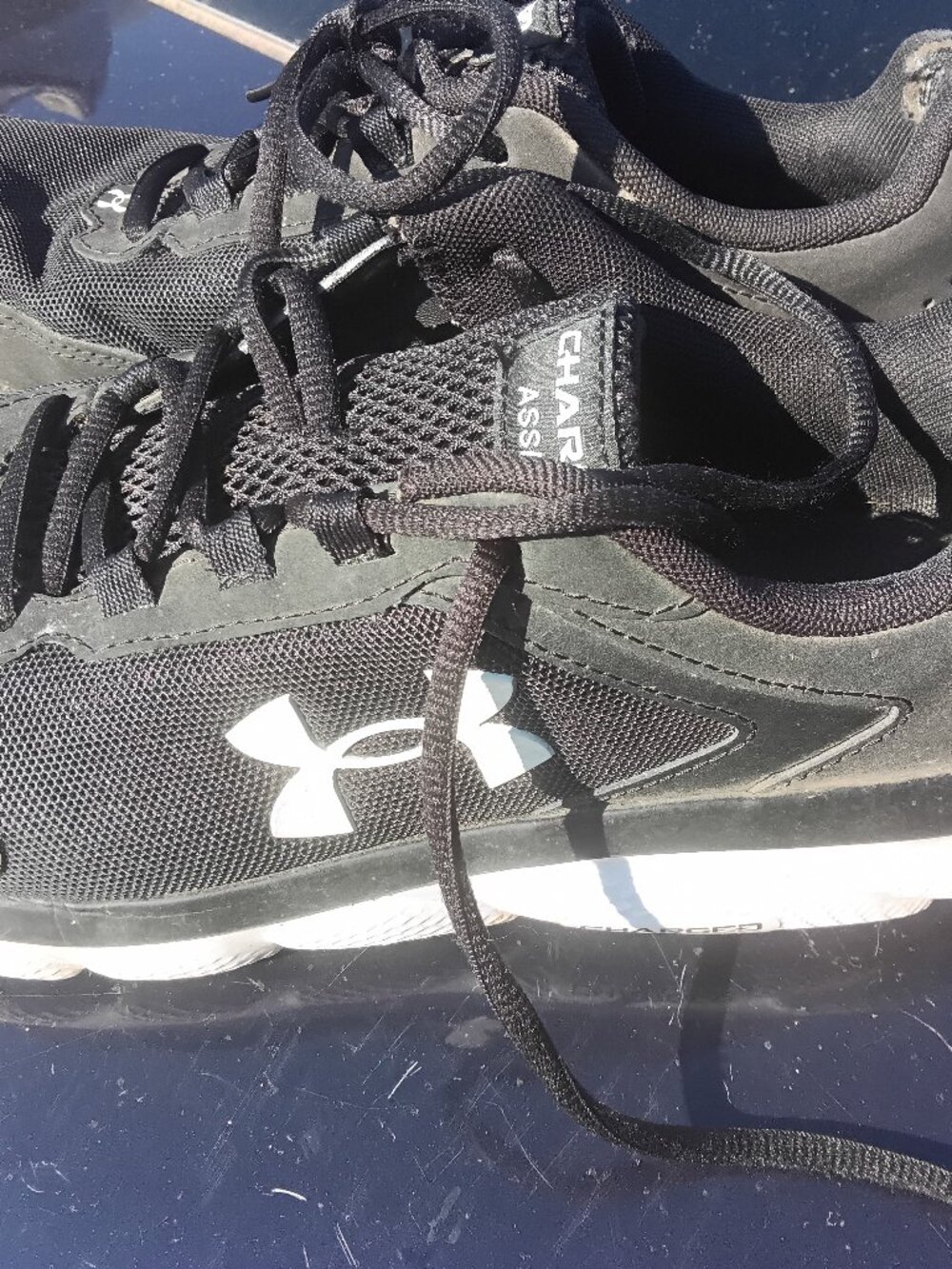 Under Armour Charged Assert 9 Running Sneakers women's Black White Mesh Low Top